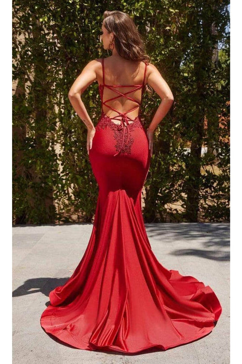 Portia and Scarlett PS22641 -long- Mermaid Evening Gown with a Strappy Back for a Flattering Fit - Red / 2 - Dress