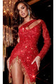 Portia and Scarlett PS22778C - Asymmetric Cutout Cocktail Dress for a Bold Statement - Red / 00 - Dress