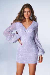 Portia and Scarlett PS23003H Long puffy Sleeves Cocktail Dress - Dress