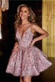 Portia and Scarlett PS23005 -short-Sequin Cocktail Dress with Plunging V-Neck - Purple / 00 - Dress