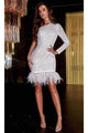 Portia and Scarlett PS23016 - Cocktail Dress with Feathered Hem for a Unique Style - Ivory / 00 - Dress
