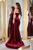 Portia and Scarlett PS23030 -long- Bejeweled Velvet Evening Gown for Luxe Style - Burgundy / 4 - Dress