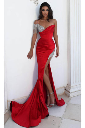Portia and Scarlett PS23041 -long-Crystal Satin Evening Gown for Timeless Sophistication