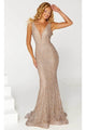 Portia and Scarlett PS23073 -long- Plunging V-Neck Sequin Evening Gown - Rose-Gold / 00 - Dress
