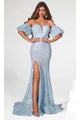 Portia and Scarlett PS23080 -long- Puff Sleeve Sweetheart Evening Gown - Cinderella Blue / 00 - Dress