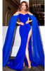 Portia and Scarlett PS23140 -long- Cold Shoulder Plus Size Prom Gown - Cobalt / 00 - Dress