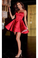 Portia and Scarlett PS23149 -short- Strapless Pleated A-Line Cocktail Dress - Red / 00 - Dress