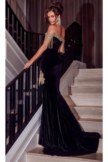 Portia and Scarlett PS23151 -long- Evening Dress with Jewel Fringes - Black / 16 - Dress