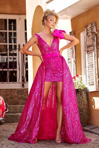 Portia and Scarlett PSPS23169 High Low Homecoming Glitter Dress - Dress