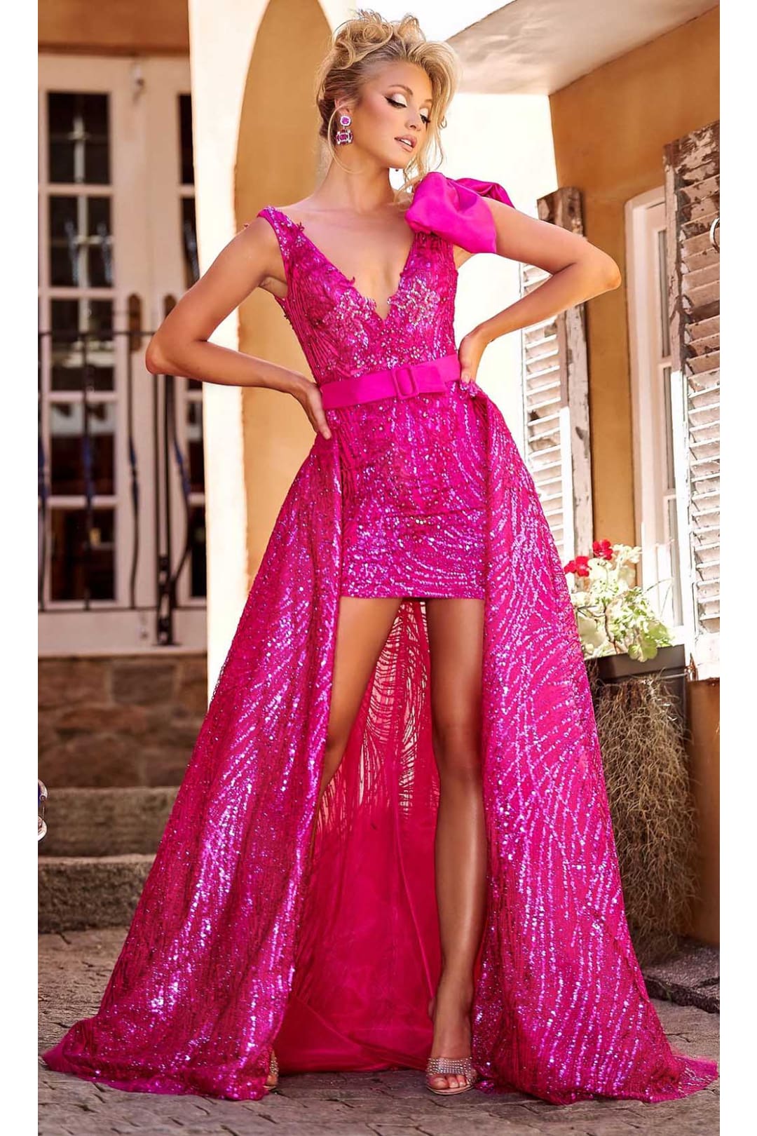 Portia and Scarlett PS23169 - Short- Dress with Overskirt for a Playful Twist - Pink / 00 - Dress