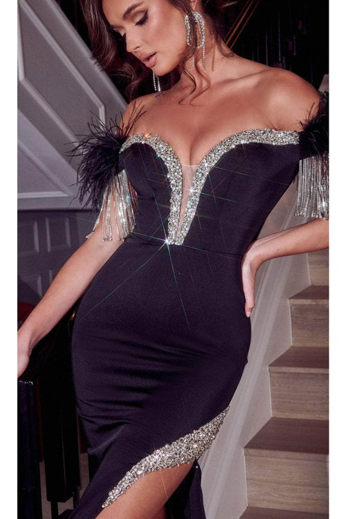 Portia and Scarlett PS23211 -long- Plus Size Prom Gown with Elegant Off Shoulder Embellishments - Dress