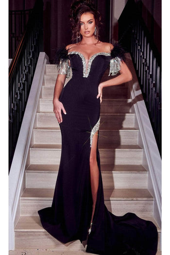Portia and Scarlett PS23211 -long- Plus Size Prom Gown with Elegant Off Shoulder Embellishments - Dress