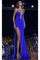 Portia and Scarlett PS23219 -long-V-Neck Beaded Accent Evening Gown for a Touch of Glamour - Cobalt / 00 - Dress