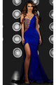 Portia and Scarlett PS23223 -long- Beaded Draped Prom Gown with Elegant Detailing - Cobalt / 00 - Dress