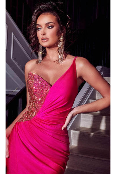 Portia and Scarlett PS23223 -long- Beaded Draped Prom Gown with Elegant Detailing - Cobalt / 22 - Dress