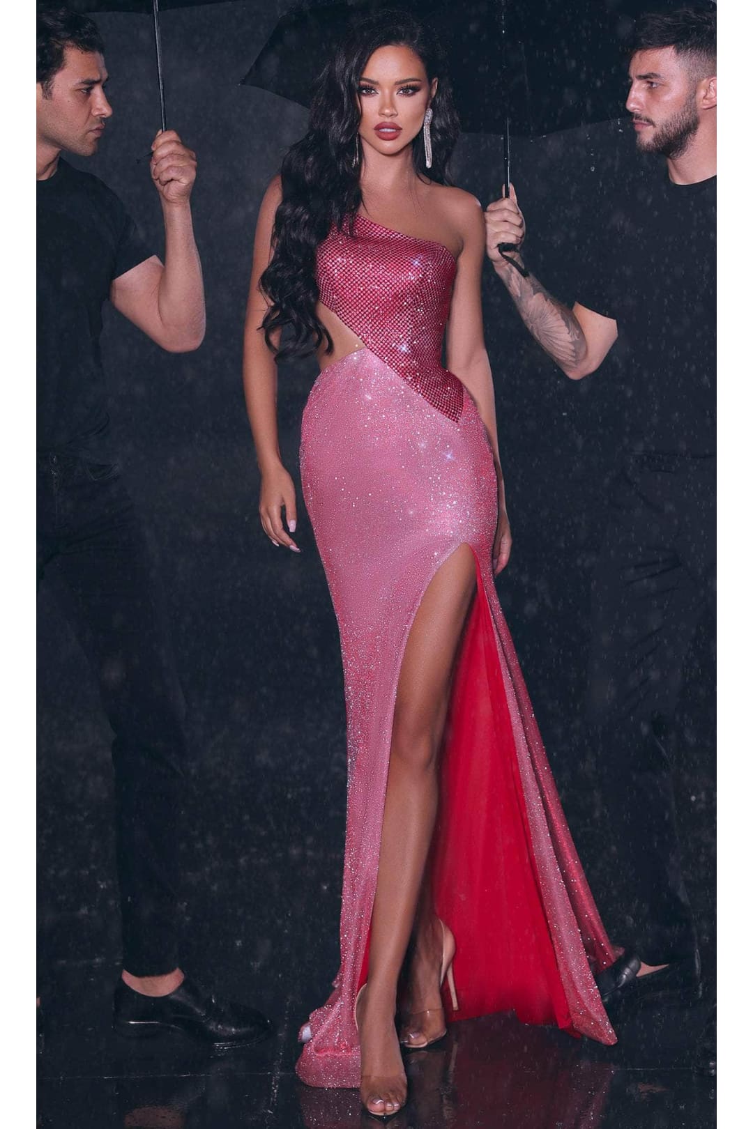 Portia and Scarlett PS23259 -long- Beaded Prom Gown with an Asymmetric Neckline - Dress