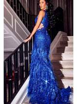 Portia and Scarlett PS23272 -long-Evening Gown with Embellishments and a High Slit