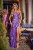 Portia and Scarlett PS23282 - long-Prom Gown with Asymmetric Feather Skirt - Cobalt / 10 - Dress