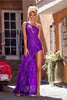 Portia and Scarlett PS23282 - long-Prom Gown with Asymmetric Feather Skirt - Cobalt / 16 - Dress