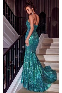 Portia and Scarlett PS23293 -long- Sequin Ornate Prom Gown - Gold / 16 - Dress