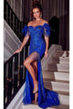 Portia and Scarlett PS23302 -long- Beaded Evening Gown with Feathered Sleeves for a Dramatic Touch - Dress