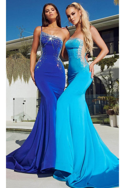 Portia and Scarlett PS23345 -long- Asymmetrical Prom Gown with Beaded Details - Black / 18 - Dress