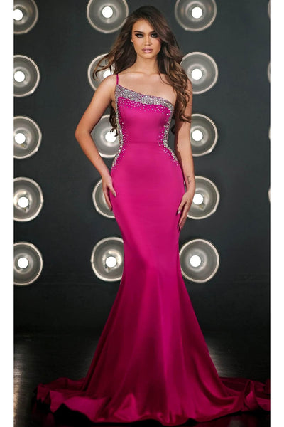 Portia and Scarlett PS23345 -long- Asymmetrical Prom Gown with Beaded Details - Black / 20 - Dress