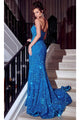 Portia and Scarlett PS23407 -long- Corset Prom Dress with Sequin Details and Slit - Burnt-Orange / 10 - Dress