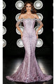 Portia and Scarlett PS23412 -long- Off-Shoulder Trumpet Dress - Dusty-Rose / 00 - Dress