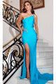 Portia and Scarlett PS23467 - Classic Prom Gown with Jeweled High Slit for a Dramatic Effect - Blue / 00 - Dress