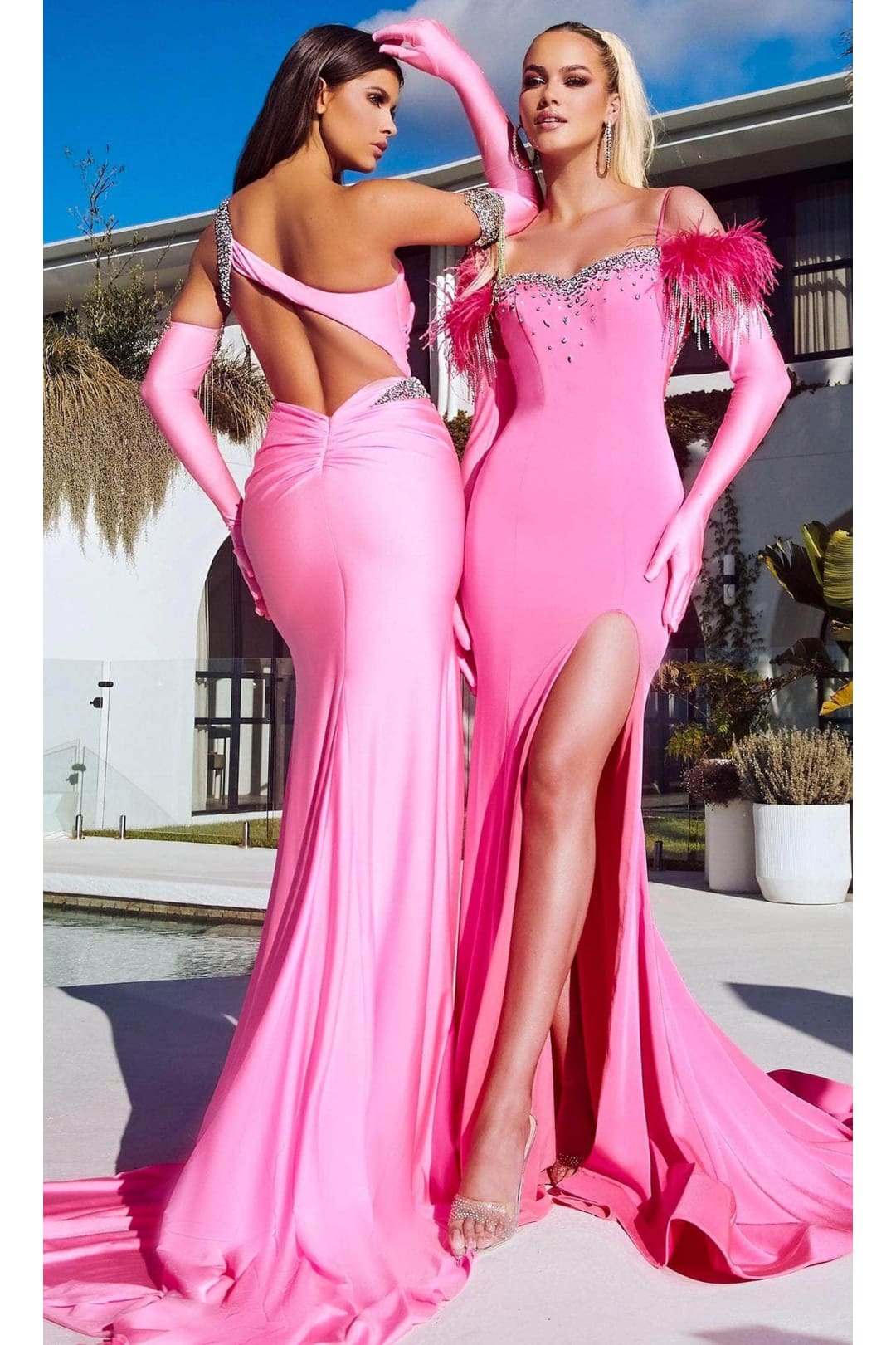 Portia and Scarlett PS23467 - Classic Prom Gown with Jeweled High Slit for a Dramatic Effect - Blue / 10 - Dress