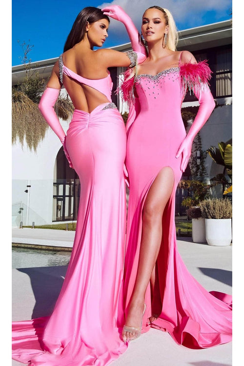 Portia and Scarlett PS23467 - Classic Prom Gown with Jeweled High Slit for a Dramatic Effect - Blue / 10 - Dress