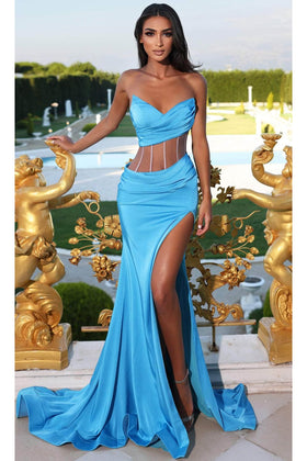 Portia and Scarlett PS23473 - long-Strapless Illusion Corset Prom Gown