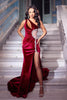 Portia and Scarlett PS23475 - Asymmetric Neck Cutout Evening Gown for a Unique Look - Red / 4 - Dress