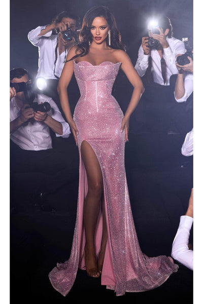 Portia and Scarlett PS23477 -long- Sweetheart High Slit Evening Gown - Pink-Ab / 4 - Dress