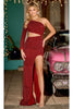 Portia and Scarlett PS23480 -long- Ruched Beaded Asymmetric Prom Gown - Red / 00 - Dress