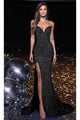 Portia and Scarlett PS23486 - long-Strapless Prom Gown with High Slit - Black / 00 - Dress