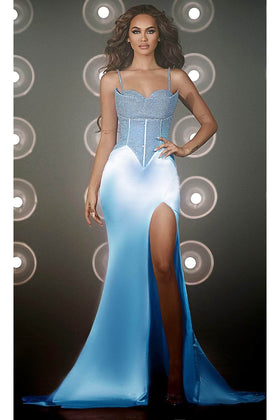 Portia and Scarlett PS23487 -long- Trumpet Evening Gown Adorned with Beading