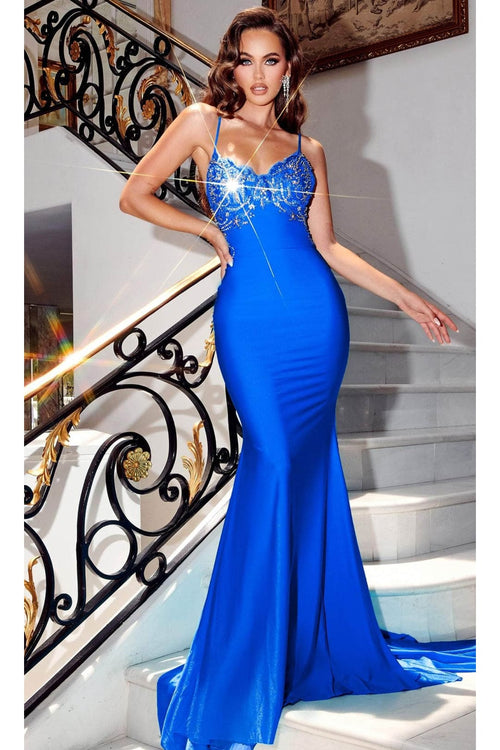 Portia and Scarlett PS23499 - long-Backless Mermaid Prom Gown - Blue / 18 - Dress