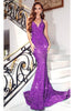 Portia and Scarlett PS23519 -long- Evening Gown with a V-Neck and Crisscross Back Detail - Dress