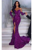 Portia and Scarlett PS23521 -long- Sequined Mermaid Prom Dress with Slit - Burnt-Orange / 10 - Dress