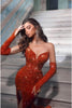 Portia and Scarlett PS23521 -long- Sequined Mermaid Prom Dress with Slit - Burnt-Orange / 2 - Dress