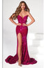 Portia and Scarlett PS23521 Sequin Velvet Prom Dress With Slit - MAGENTA / Dress