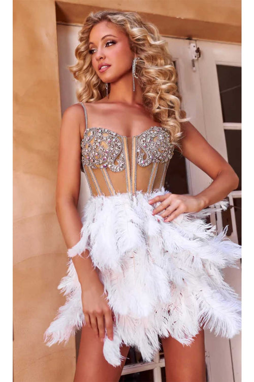 Portia and Scarlett PS23557C - short-A-Line Cocktail Dress with Beaded Appliqués - Pink / 12 - Dress