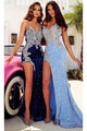 Portia and Scarlett PS23645 -long- Bejeweled Prom Gown with High Slit - Black / 16 - Dress