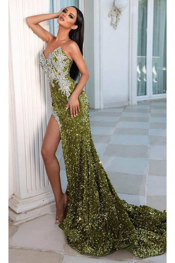 Portia and Scarlett PS23645 -long- Bejeweled Prom Gown with High Slit - Black / 20 - Dress