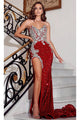 Portia and Scarlett PS23645 - long-Strapless Prom Gown with Beaded Details - Red / 00 - Dress