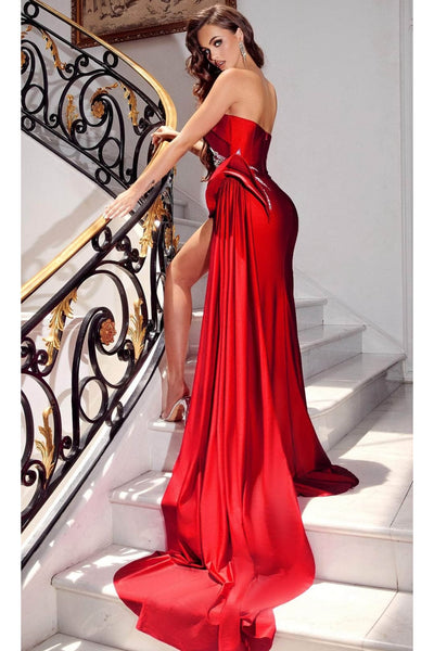 Portia and Scarlett PS23646 -long- Sweetheart Prom Gown with High Slit - Deep Red / 16 - Dress