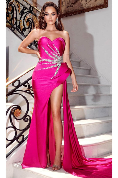 Portia and Scarlett PS23646 -long- Sweetheart Prom Gown with High Slit - Deep Red / 22 - Dress