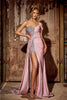 Portia and Scarlett PS23648 Side Cape Embellished Stretchy Prom Gown - MAUVE / Dress